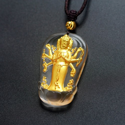 Tibetan Avalokitesvara Liuli Crystal Wealth Necklace Tibetan Avalokitesvara Liuli Crystal Wealth Necklace