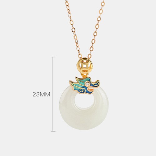 925 Silver Plated Gold Year of the Dragon Jade Necklace 925 Silver Plated Gold Year of the Dragon Jade Necklace
