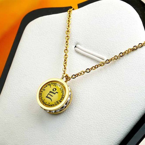 Tibetan Yellow God of Wealth Crystal Necklace