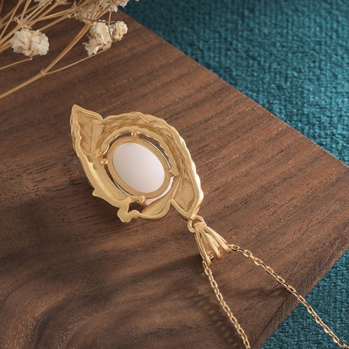 White Jade Peacock Copper Blessing Necklace Pendant White Jade Peacock Copper Blessing Necklace Pendant