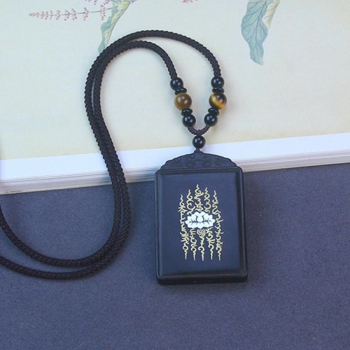 Sterling Silver Ebony Wood Lotus Calm Necklace Pendant Sterling Silver Ebony Wood Lotus Calm Necklace Pendant