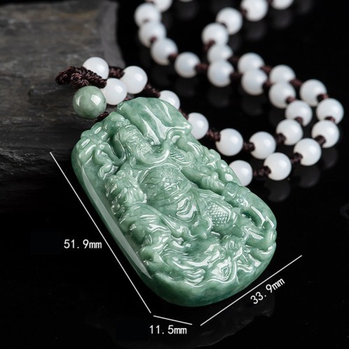Natural Jade Guan Gong Wealth Amulet Necklace Natural Jade Guan Gong Wealth Amulet Necklace