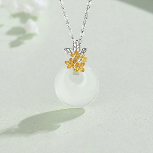 925 Silver Chalcedony Twelve Months Flower Harmony Pendant 925 Silver Chalcedony Twelve Months Flower Harmony Pendant