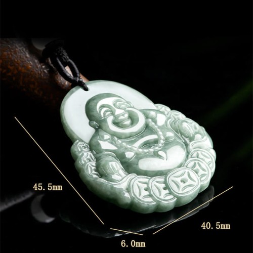 Laughing Buddha Jade Copper Coin Abundance Necklace
