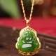 925 Sterling Silver Jade Laughing Buddha Necklace