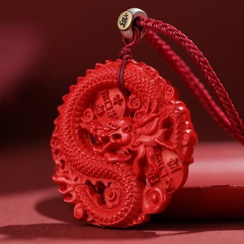 Year of the Dragon Cinnabar Copper Coin Necklace Year of the Dragon Cinnabar Copper Coin Necklace