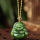 925 Silver Laughing Buddha Hetian Jade 18K Gold Necklace 925 Silver Laughing Buddha Hetian Jade 18K Gold Necklace