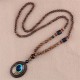 Wenge Wood Bodhi Seed Agate Elephant Protection Necklace Pendant