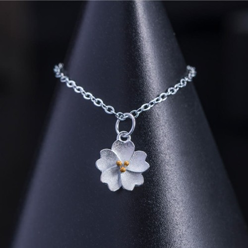 Sterling Silver Cherry Blossom Blessing Necklace Pendant Sterling Silver Cherry Blossom Blessing Necklace Pendant