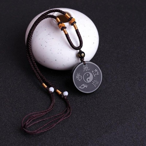 Black Obsidian Taoism Strength Necklace Pendant Black Obsidian Taoism Strength Necklace Pendant