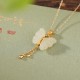925 Sterling Silver Hetian White Jade Butterfly Blessing Necklace 925 Sterling Silver Hetian White Jade Butterfly Blessing Necklace