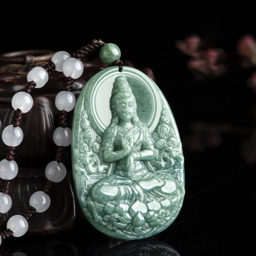 Natural Jade Avalokitesvara Wealth Necklace