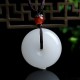Round Hetian White Jade Peace Blessing Necklace