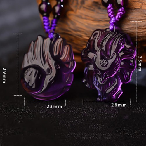 Amethyst Citrine Nine-Tailed Fox Luck Necklace Pendant Amethyst Citrine Nine-Tailed Fox Luck Necklace Pendant