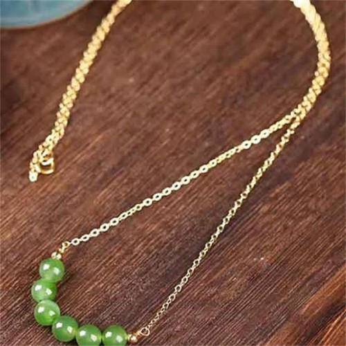 14K Gold Plated Hetian Cyan Jade Luck Necklace 14K Gold Plated Hetian Cyan Jade Luck Necklace