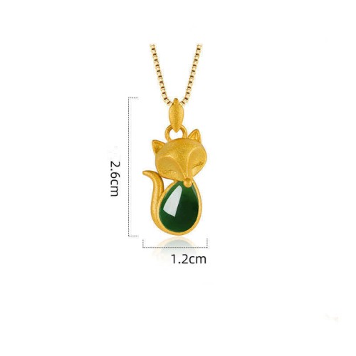 Green Chalcedony Fox Courage Necklace Pendant Green Chalcedony Fox Courage Necklace Pendant