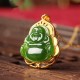 925 Sterling Silver Jade Laughing Buddha Necklace