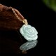 Gold Sterling Silver Natural Jade Rose Luck Necklace Gold Sterling Silver Natural Jade Rose Luck Necklace