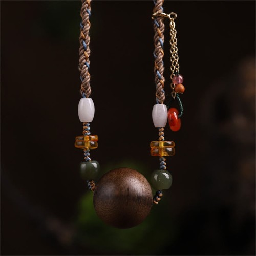 Agarwood Bead Luck Strength Necklace Pendant