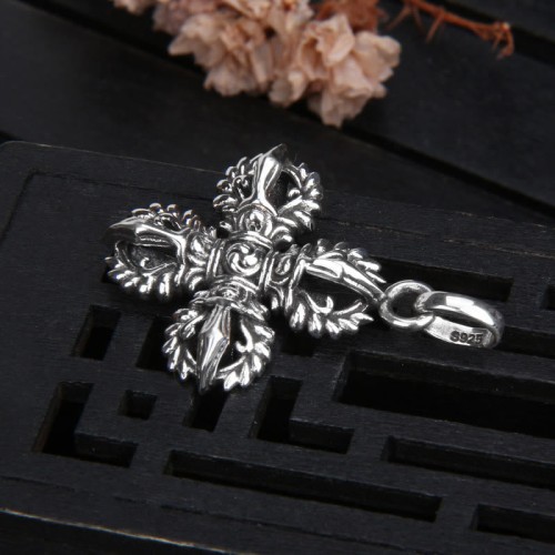 925 Silver Double Dorje Vajra Necklace Pendant 925 Silver Double Dorje Vajra Necklace Pendant