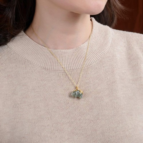 925 Sterling Silver Jade Elephant Blessing Necklace