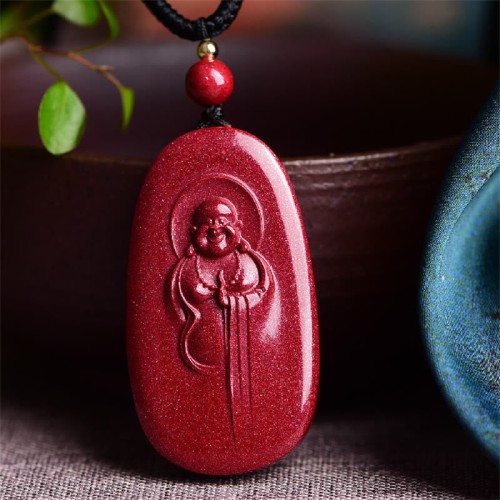 Laughing Buddha Yin Yang Cinnabar Blessing Necklace