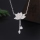 Sterling Silver Lotus Flower Enlightenment Necklace Pendant
