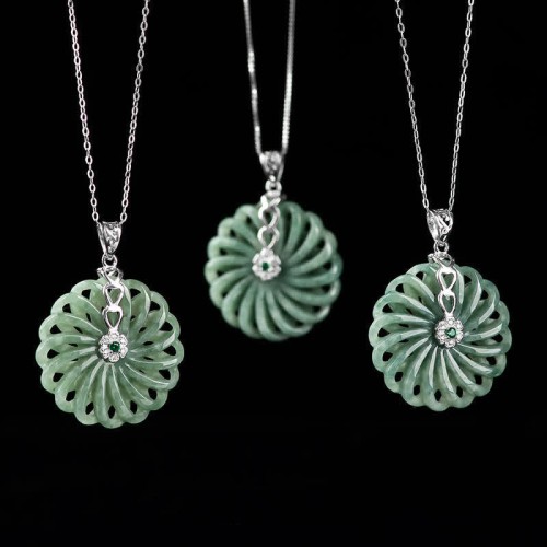 Round Jade Peace Abundance Necklace Pendant