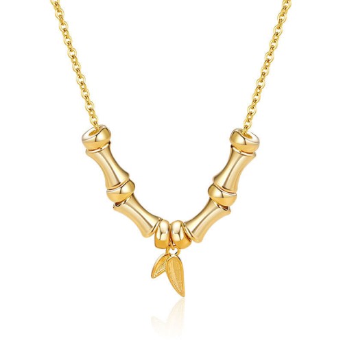Golden Bamboo Pattern Titanium Steel Wealth Necklace