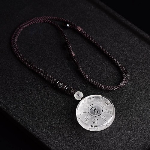 Taoism Five Sacred Mountains Yin Yang Liuli Crystal Balance Necklace