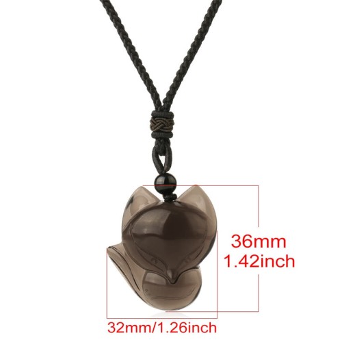 Natural Black Obsidian Tiger Eye Ice Fox Pendant Necklace Natural Black Obsidian Tiger Eye Ice Fox Pendant Necklace