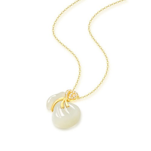 Natural Hetian White Jade Money Bag Necklace
