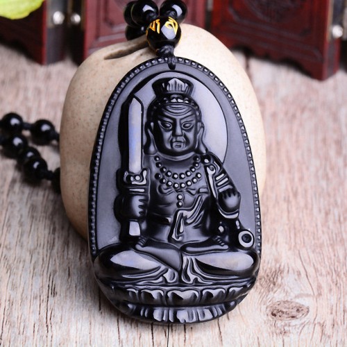 Obsidian Buddha Amulet Protection Necklace Pendant Obsidian Buddha Amulet Protection Necklace Pendant