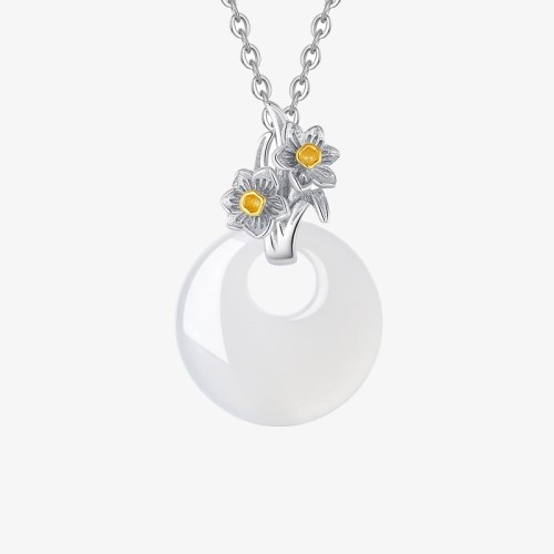 925 Silver Chalcedony Twelve Months Flower Harmony Pendant 925 Silver Chalcedony Twelve Months Flower Harmony Pendant