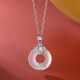 Sterling Silver Chalcedony Coin Peace Necklace Pendant Sterling Silver Chalcedony Coin Peace Necklace Pendant