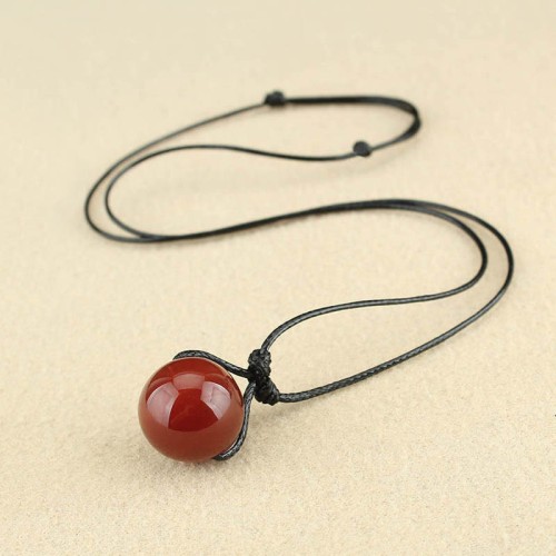 Red Agate Bead Confidence Leather Necklace Red Agate Bead Confidence Leather Necklace