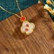 24K Gold Plated White Jade Four Leaf Clover Necklace 24K Gold Plated White Jade Four Leaf Clover Necklace