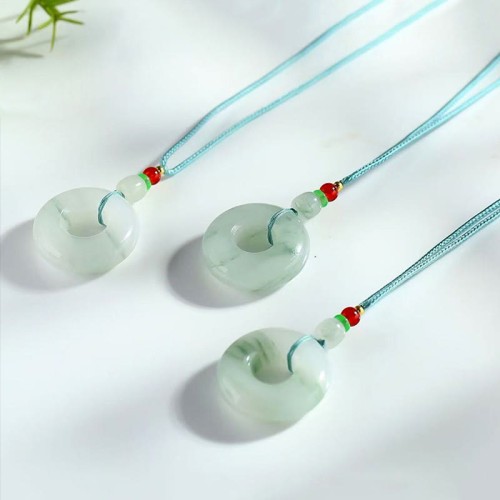 Natural Jade Peace Buckle Prosperity Necklace