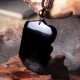 Black Obsidian Elephant Protection Key Chain Necklace Pendant