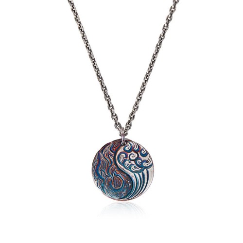 990 Sterling Silver Yin Yang Water Fire Balance Pendant