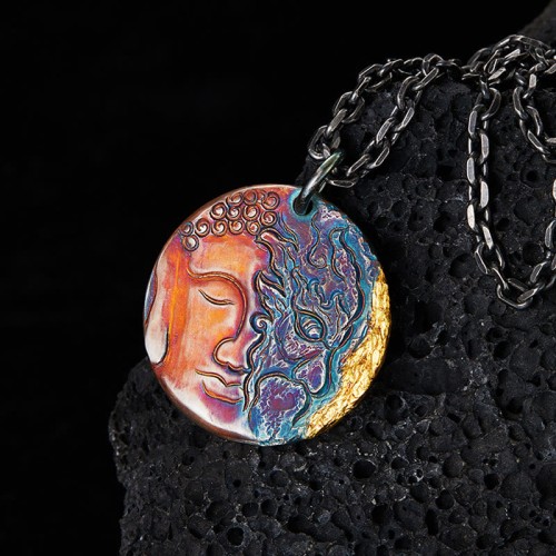 999 Sterling Silver Half Demon Half Buddha Compassion Necklace 999 Sterling Silver Half Demon Half Buddha Compassion Necklace