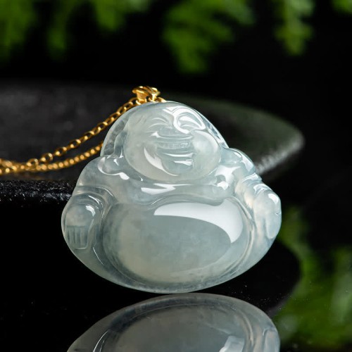 Laughing Buddha Jade 18K Gold Abundance Pendant Laughing Buddha Jade 18K Gold Abundance Pendant