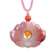 Pink Golden Silk Jade Lotus Flower Necklace Pink Golden Silk Jade Lotus Flower Necklace