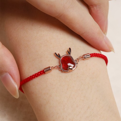 925 Sterling Silver Year of the Dragon Red Agate Necklace 925 Sterling Silver Year of the Dragon Red Agate Necklace