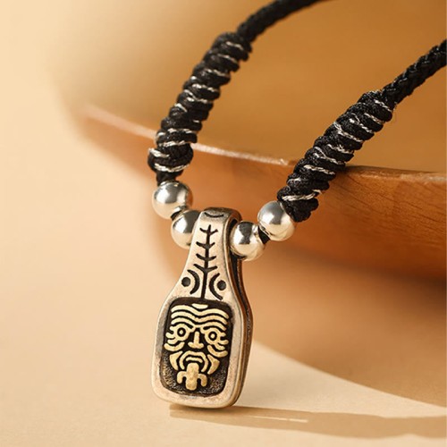Tibetan 925 Sterling Silver Zakiram Goddess of Wealth Protection Necklace