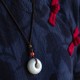 Round Jade Gray Jade Peace Luck Necklace Pendant