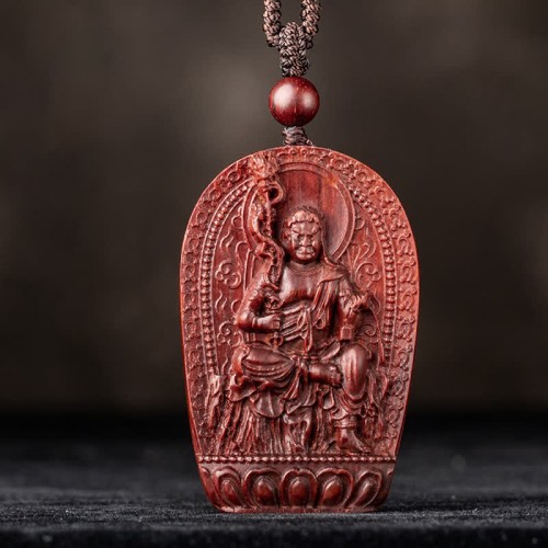 Chinese Zodiac Buddha Red Sandalwood Lotus Necklace