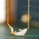 925 Silver White Jade Dolphin Luck Necklace
