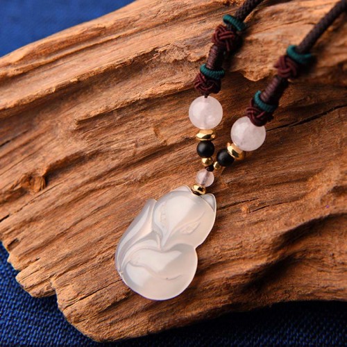 Chalcedony Fox Crystal Harmony Necklace Chalcedony Fox Crystal Harmony Necklace