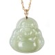 Sterling Silver Laughing Buddha Cyan Jade Success Necklace